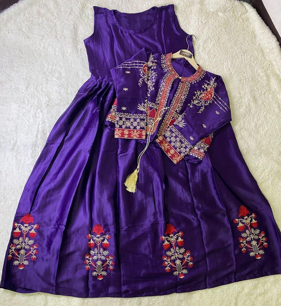 embroiderd silk maxi with jacket