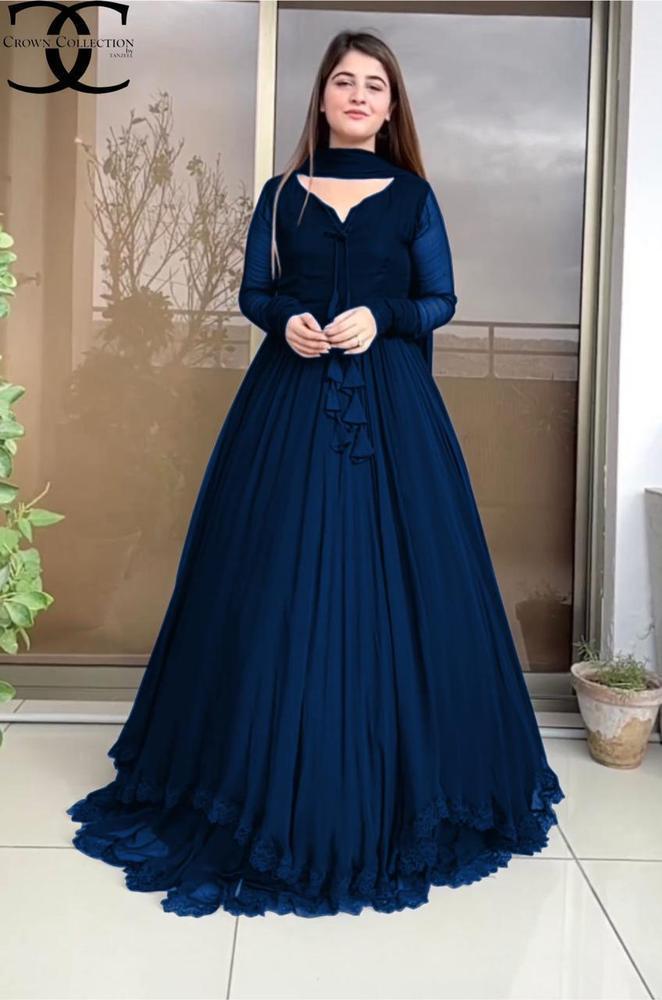 frill chiffon three piece maxi