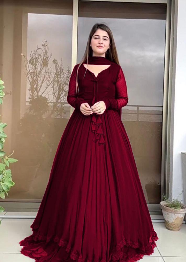 frill chiffon three piece maxi