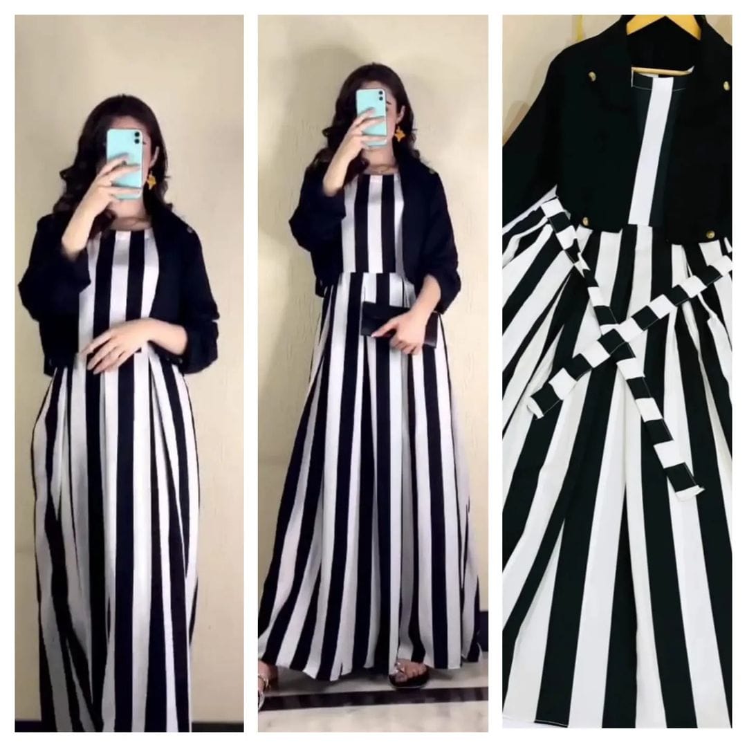 Zebra printed maxi with lelon Seperate Kot