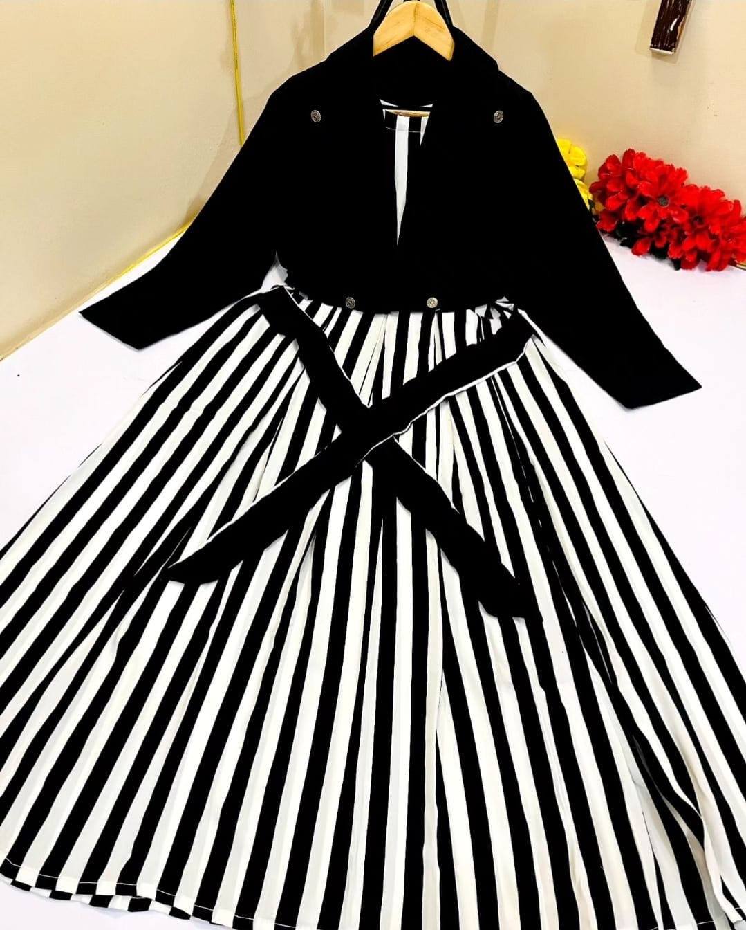 Zebra printed maxi with lelon Seperate Kot