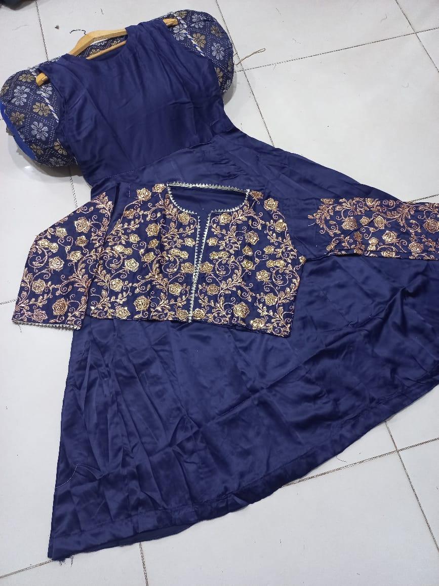 embroidered silk maxi with jacket