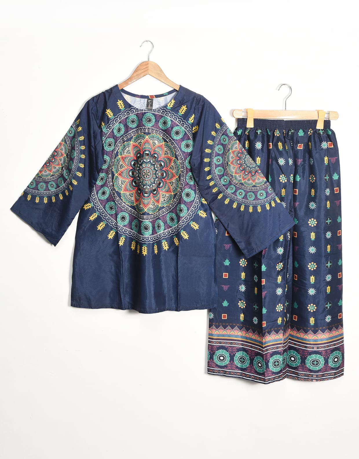 Printed shirt and printed trouser with handmade work