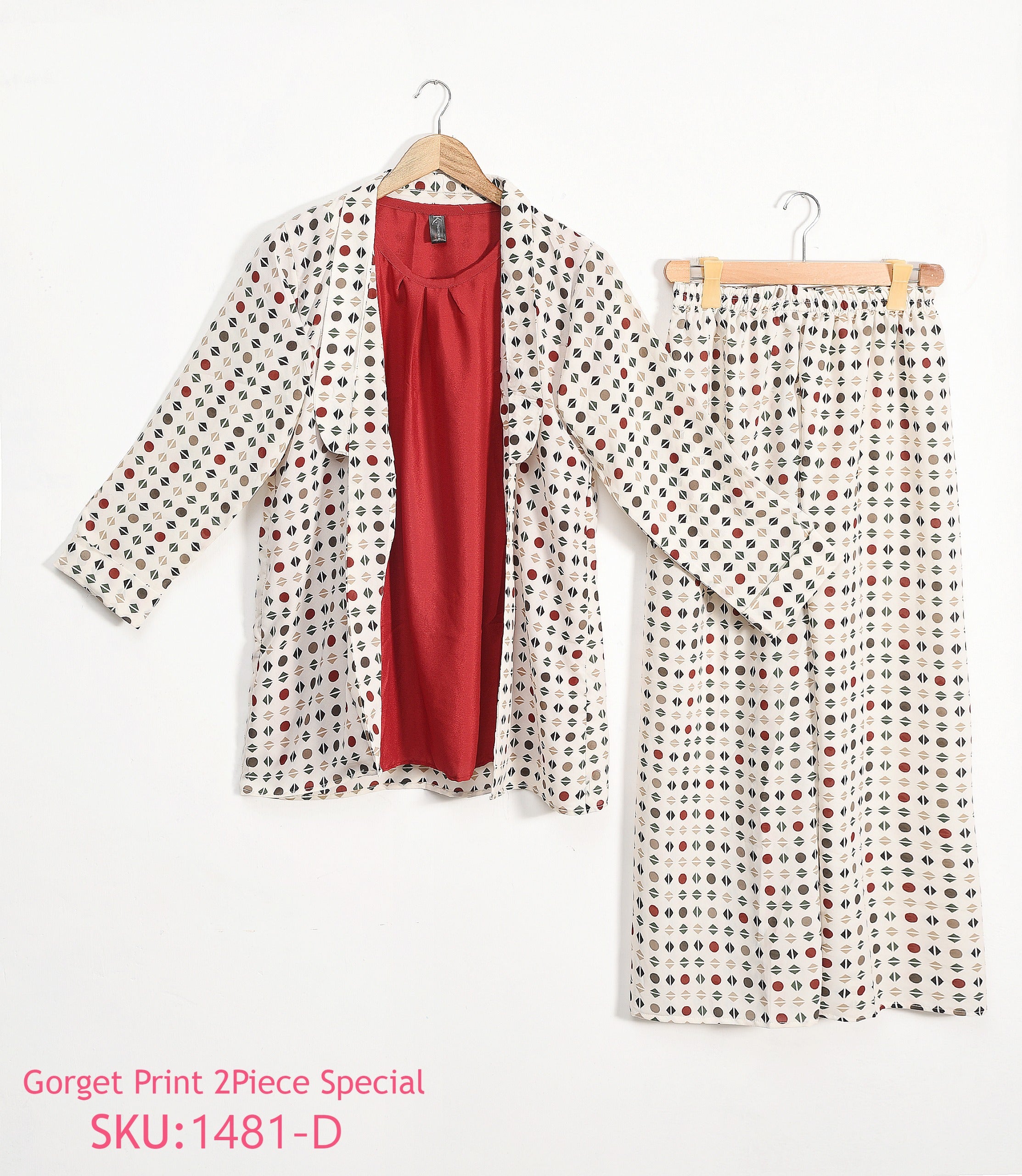 3 Piece Stitched Printed Gown and trouser with separate inner